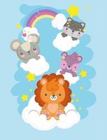 animalitos en las nubes vector