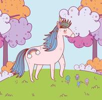 unicorn in the meadow vector