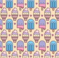 funny ice cream pattern vector