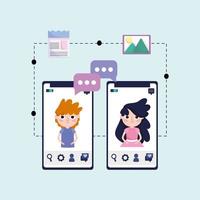 kids chatting smartphone vector