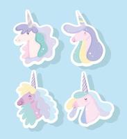 lindos unicornios de cabeza vector