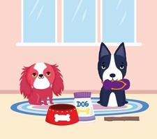 dogs playing at home vector