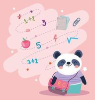 panda with school bag vector