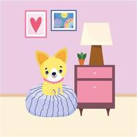 cute puppy on cushion vector