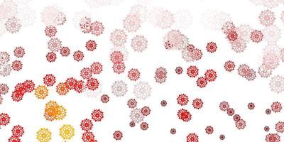 Light orange vector pattern with colored snowflakes.