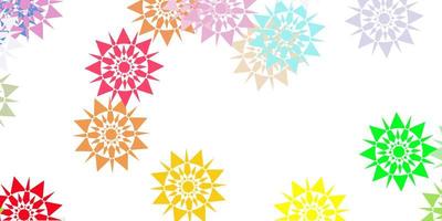 Light multicolor vector beautiful snowflakes backdrop with flowers.