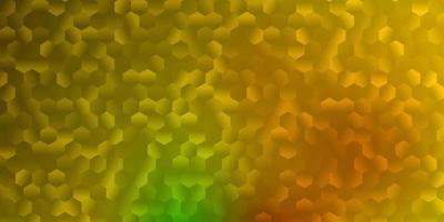 Dark green, yellow vector background with hexagonal shapes.