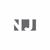 Monograma del logotipo de Nueva Jersey con plantilla de diseño de estilo de espacio negativo vector