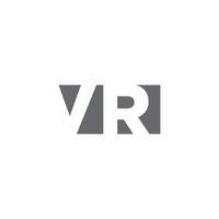 monograma de logotipo vr con plantilla de diseño de estilo de espacio negativo vector