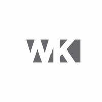 wk logo monograma con plantilla de diseño de estilo de espacio negativo vector