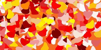 Light red, yellow vector texture with memphis shapes.