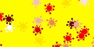 Light red, yellow vector backdrop with virus symbols.