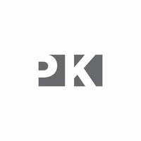 monograma del logotipo pk con plantilla de diseño de estilo de espacio negativo vector
