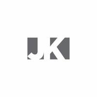 monograma del logotipo de jk con plantilla de diseño de estilo de espacio negativo vector