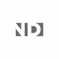 nd logo monograma con plantilla de diseño de estilo de espacio negativo vector