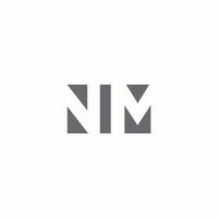 Monograma del logotipo de nm con plantilla de diseño de estilo de espacio negativo vector