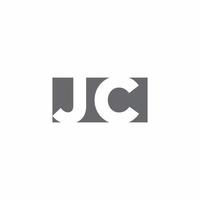 monograma del logotipo de jc con plantilla de diseño de estilo de espacio negativo vector