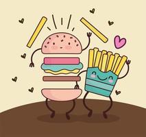 cute hamburger french fries vector