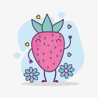 cute strawberry flower cartoon vector