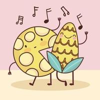 cute dancing corn vector