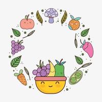 cute vegetables fruits vector