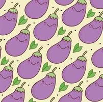 kawaii eggplants pattern vector
