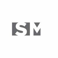 SM Logo monogram with negative space style design template vector