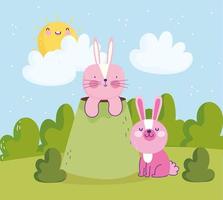 bunnies cute cartoon vector