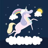 unicornio en la nube vector