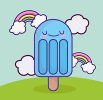 cute ice cream rainbows vector