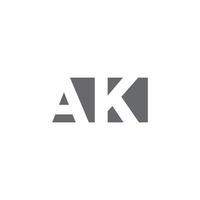 Monograma del logotipo de AK con plantilla de diseño de estilo de espacio negativo vector