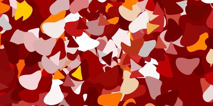Light red, yellow vector backdrop with chaotic shapes.
