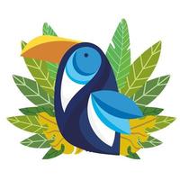 blue bird leaves vector