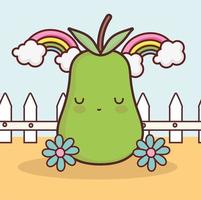 cute pear flowers garden vector