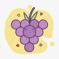 cute grapes fruit vector