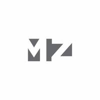 monograma del logotipo de mz con plantilla de diseño de estilo de espacio negativo vector