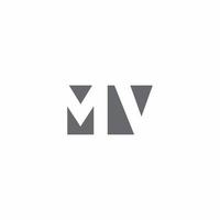 monograma del logotipo de mv con plantilla de diseño de estilo de espacio negativo vector