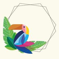 exotic bird foliage vector