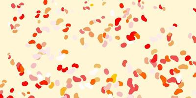 Light red, yellow vector backdrop with chaotic shapes.