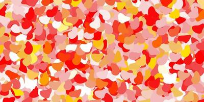 Light red, yellow vector texture with memphis shapes.