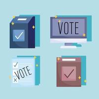 voting and election concept, set icons box computer ballot vector