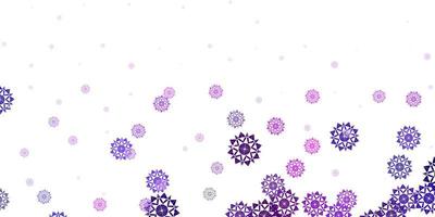 textura de vector púrpura claro con copos de nieve brillantes.