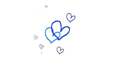 Light BLUE vector background with Shining hearts.