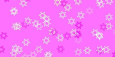 Light pink, yellow vector background with covid-19 symbols.