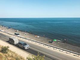 The highway near the beach of Black sea, Russia photo