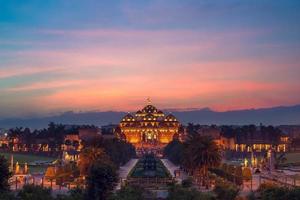 Night view of Akshardham temple in Delhi, India photo