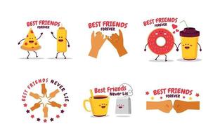 Cute Friendship Sticker Collection with Hand Gesture and Object vector