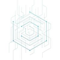 Abstract geometric hexagon. Lines and dots minimalistic design. vector