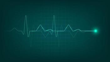 Green heart pulse monitor with signal. Heart beat cardiogram background. vector