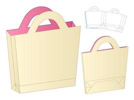 paper bag packaging die cut template design. 3d mock-up vector